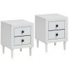 2PCS Nightstand W/2 Drawer Multipurpose