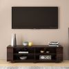 Wooden TV Stand with 8 Open Shelves for TVs up to 65 Inch Flat Screen