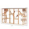 Catio Playground Cat Window Box Outside Enclosure, Wooden Outdoor Cat House with Weather Protection Roof for Multiple Kitties, Cat Shelter Kitten Play