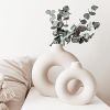 1pc; White Ceramic Vase White Vases For Decor; Modern Home Decor Vase; Boho Vases For Decor; Circle Vase; Round Vase; Donut Vase; Decorative Vase