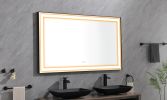 96in. W x36 in. H Framed LED Single Bathroom Vanity Mirror in Polished Crystal Bathroom Vanity LED Mirror with 3 Color Lights Mirror for Bathroom Wall